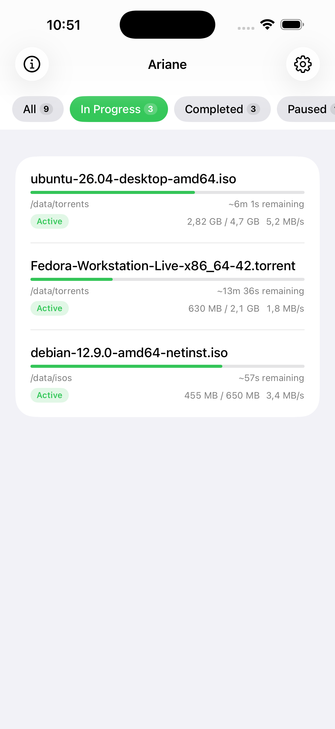 In Progress downloads